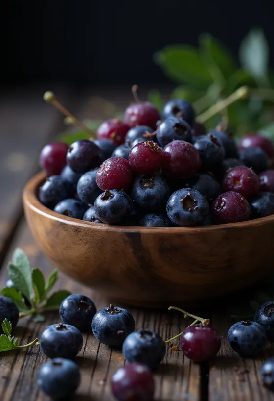 Manaferra aronia të freskëta në gjendje natyrale, të prera dhe të plota