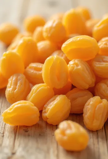 Kajsi të thata në tas qeramike me kajsi të freskëta dhe mjaltë