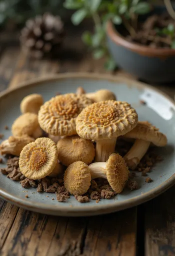 Kërpudhë Morel e prerë në feta gjatë përgatitjes në kuzhinë