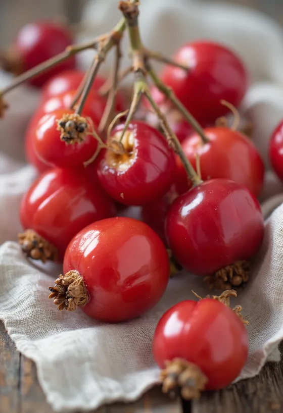Fruta të freskëta kaçesh të prera, me tul të kuq dhe fara në sipërfaqe druri rustike