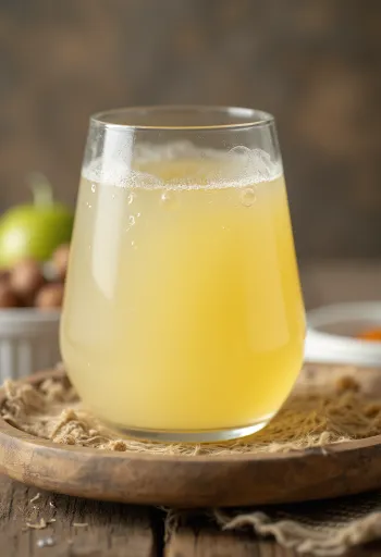 Tas qelqi me hirrë të ëmbël dhe një shishe hirrë e freskët mbi sipërfaqe rustike