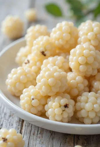 Manaferra të bardha të freskëta (Morus alba), të prera dhe të plota në sipërfaqe të pastër