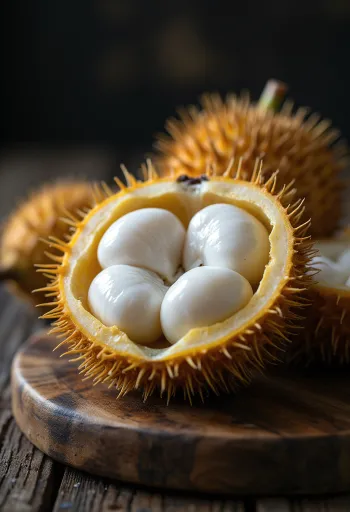 Foto e segmenteve të frutit marang mbi një dërrasë prerëse