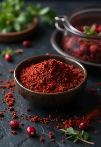 Kokrra sumaku të thata mbi një banak kuzhine prej druri.