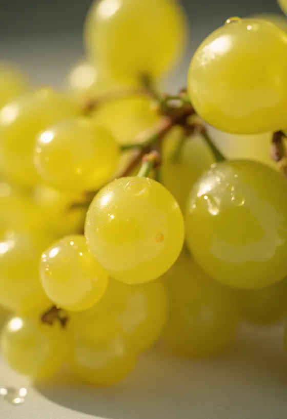 Rrush Csabagyöngye pamje e ngushtë, me kokrra të freskëta dhe të lëngshme, me lëkurë të verdhë në të gjelbër