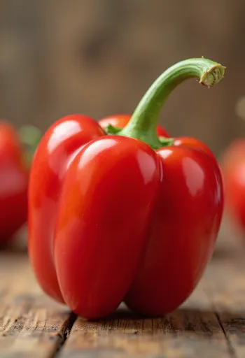 Speca të freskët të kuq, jeshilë dhe të verdhë, të prerë dhe të plotë mbi sipërfaqe druri