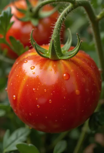 Domate të freskëta mbi tavolinë druri rustike, të prera dhe të plota