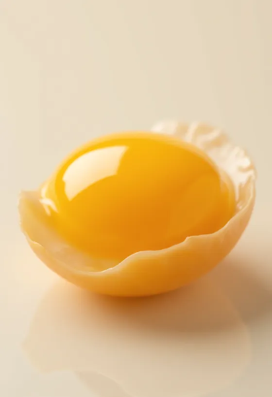 E verdhë veze krudo e ndarë në tas qelqi dhe sipërfaqe druri