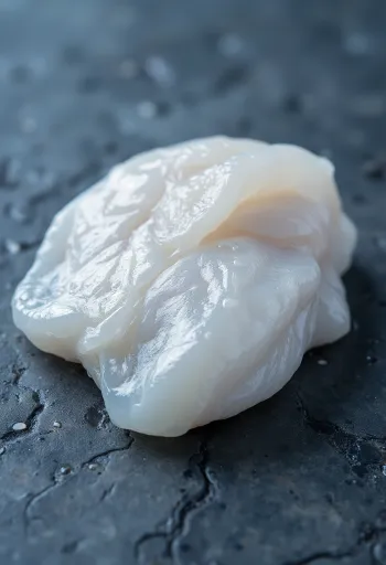 Fileto merluci të freskët me limon, majdanoz dhe kripë deti në dërrasë druri