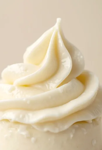 Krem gjalpi kremoz në tas qelqi dhe i përhapur me spatul në sipërfaqe druri