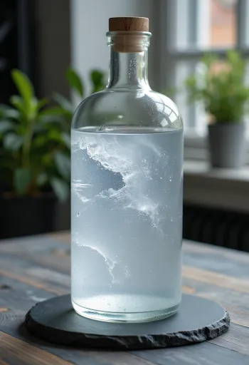 Shishe dhe gotë vodka e pastër, me grurë, patate dhe akull