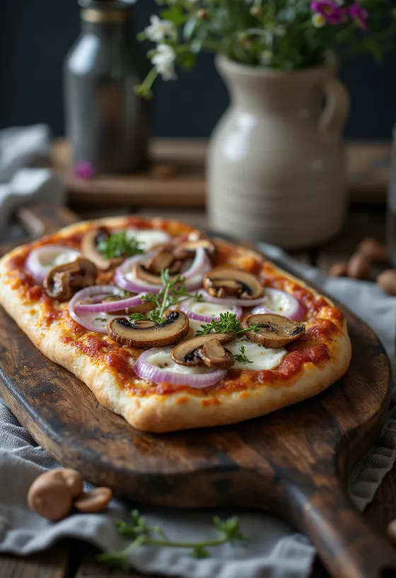 Pizza Finlandese me mish dreri, ajkë dhe qepë të kuqe