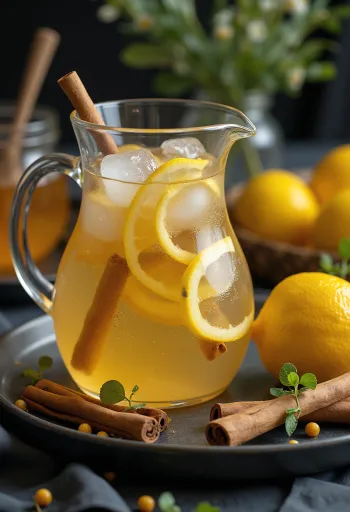Cider me mjaltë dhe limon i shërbyer