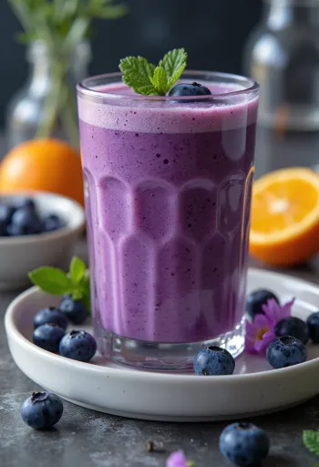 Smoothie me portokall dhe boronica në gotë