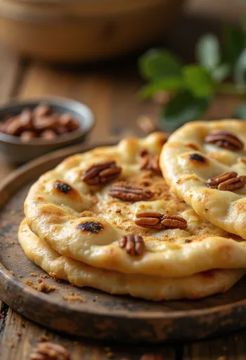 Bukë naan me arra pekani e servirur