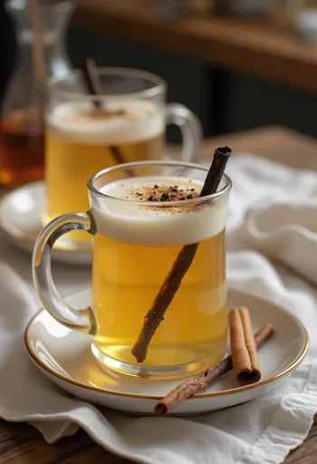 Cider me mjaltë dhe vanilje i shërbyer në gotë