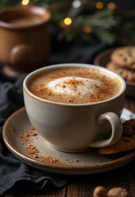 Latte me shije biskotash xhinxheri e shërbyer e freskët