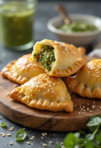 Empanada me pesto dhe mbushje mocarela me erëza