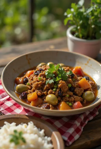 Picadillo, ragu mishi kubanez i servirur