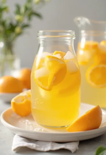 Limonadë portokalli e shërbyer në gotë