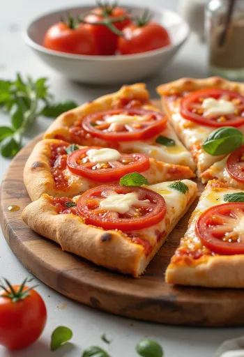 Pizza al Pomodoro Fresco me domate të freskëta dhe mocarela