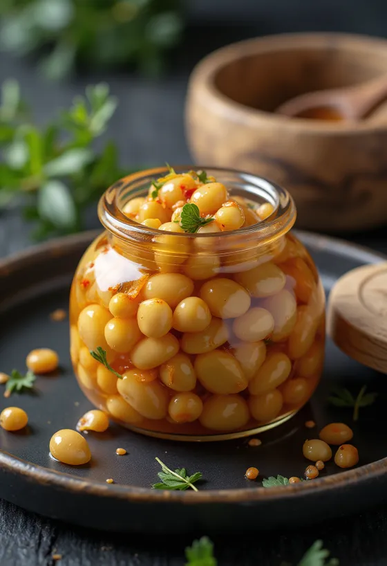 Fara lotusi turshi me erëza në kavanoz