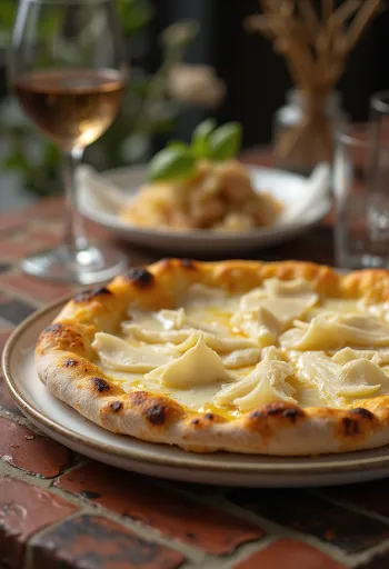 Pizza al Tartufo Bianco me tartuf të bardhë dhe djathëra