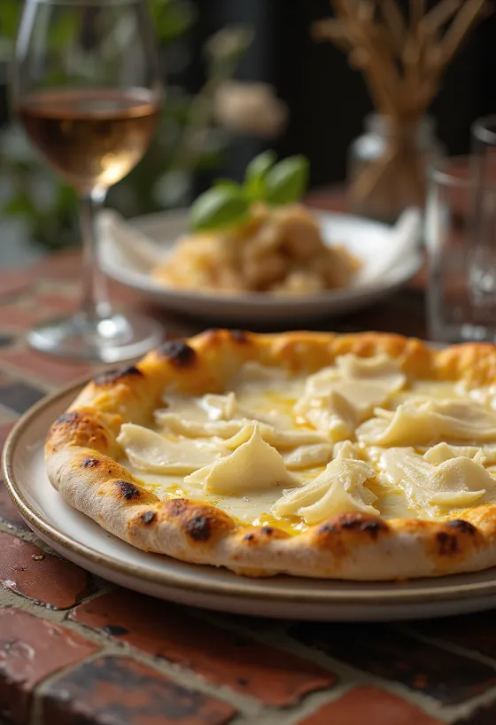 Pizza al Tartufo Bianco me tartuf të bardhë dhe djathëra