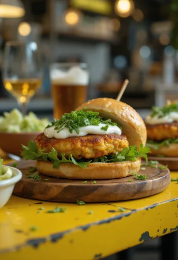 Burger indian me qofte qiqrash dhe salcë kosi me mente