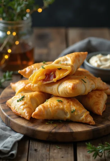 Samosa me djathë Çedar dhe proshutë e servirur