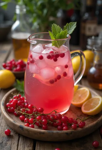 Limonadë me ribizla e shërbyer në gotë