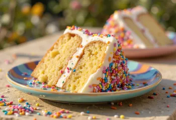 Tortë Sprinkle e dekoruar me sheqerka shumëngjyrëshe
