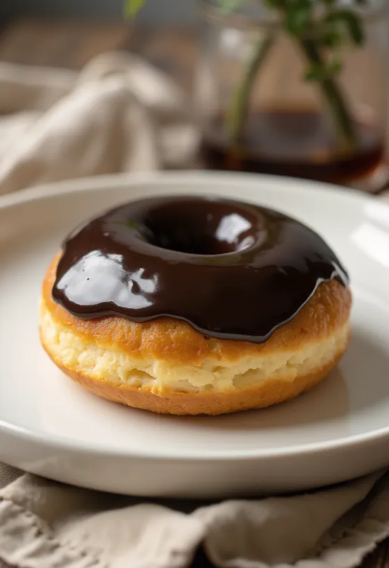 Donat vegan i servirur me mbulesë çokollate