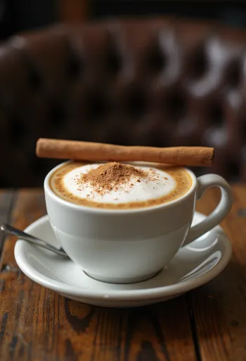 Latte me kanellë dhe vanilje në kupë