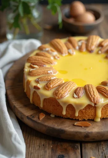 Torta suedeze me bajame me bazë bajamesh dhe krem vaniljeje