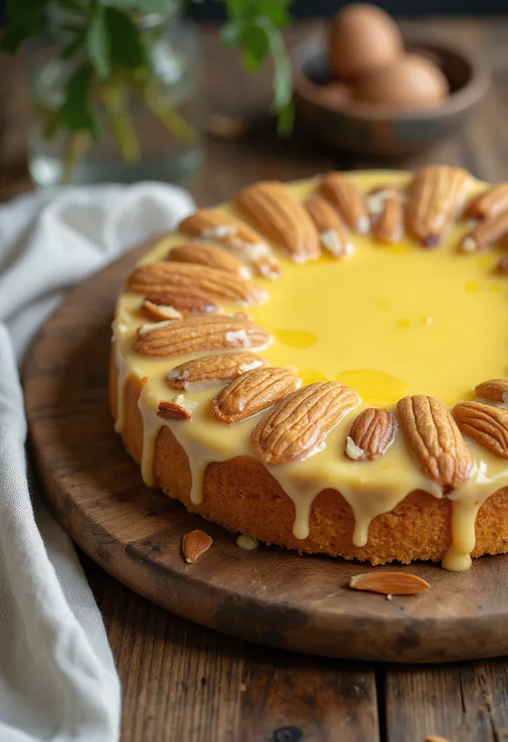 Torta suedeze me bajame me bazë bajamesh dhe krem vaniljeje