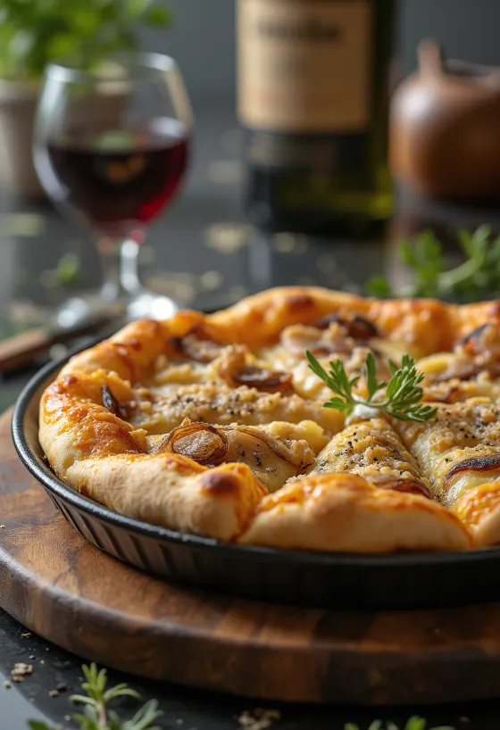 Pizza Sfincione me brumë të trashë sicilian dhe qepë të ëmbla