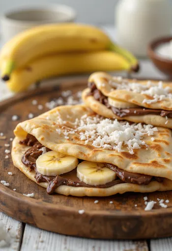 Piadina me nutella dhe arrë kokosi e servirur
