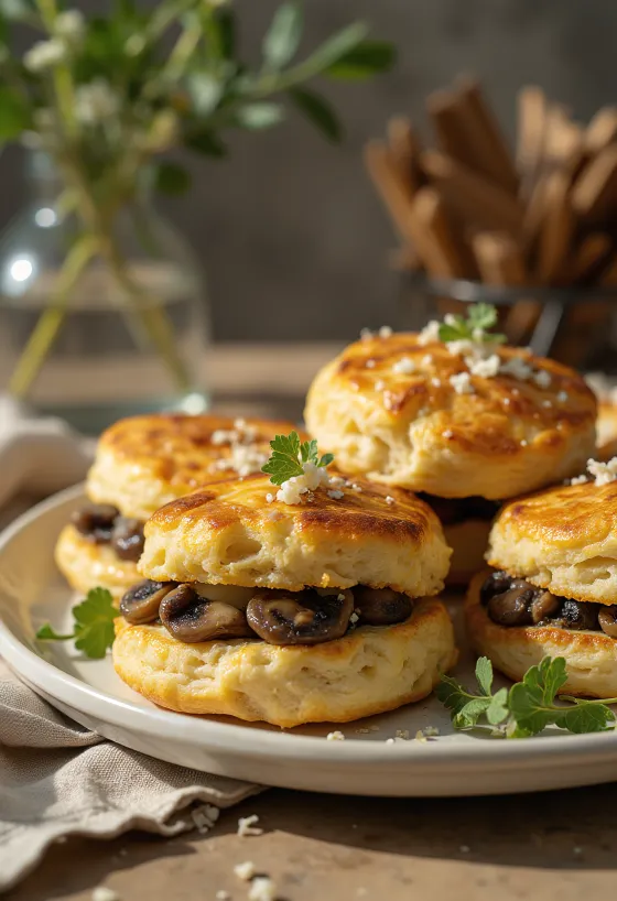 Pogaçe me kërpudha të shërbyera