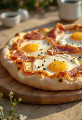 Pica alla Pancetta e Uova me pançetë dhe vezë