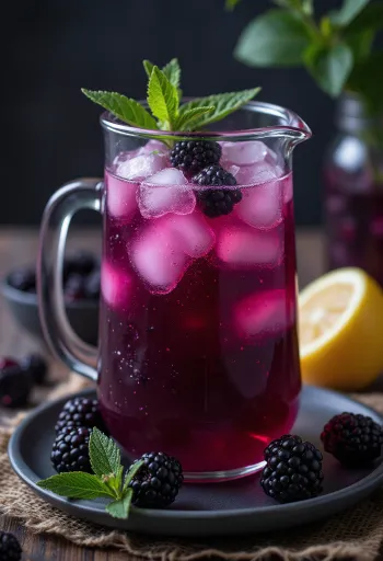 Limonadë me manaferra e shërbyer në gotë me mente