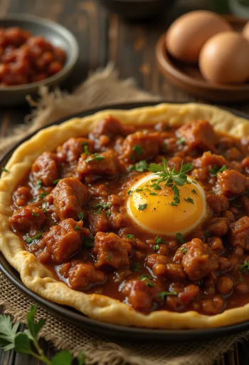 Doro Wat e shërbyer me vezë të ziera dhe injera