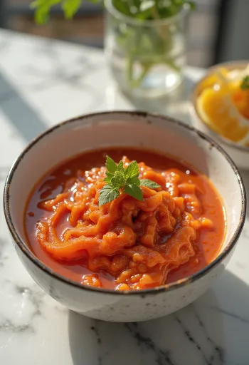 Salcë Gochujang e kuqe e thellë në tas