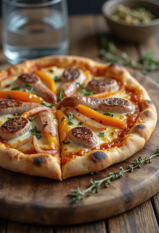 Pizza Viennese me sallam austriak, spec dhe mozzarella