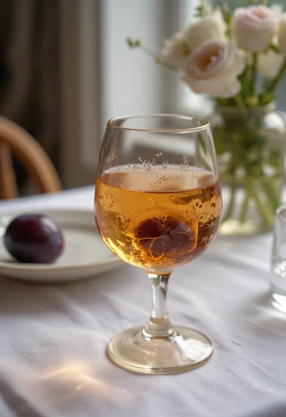 Raki kumbulle e shërbyer në shishe dhe gota