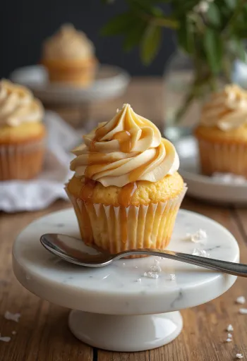 Cupcakes me krem karameli të servirura