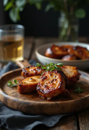 Qafë derri BBQ e shërbyer me garniturë të freskët