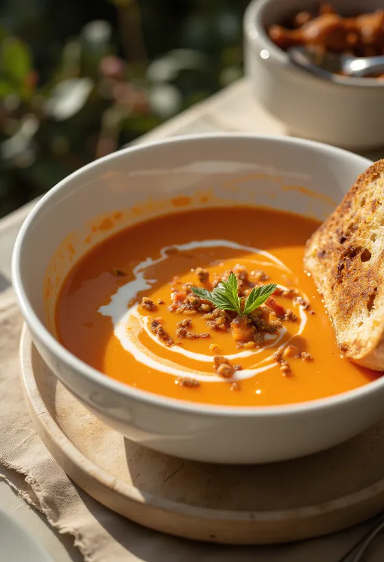 Supë krem specash e servirur