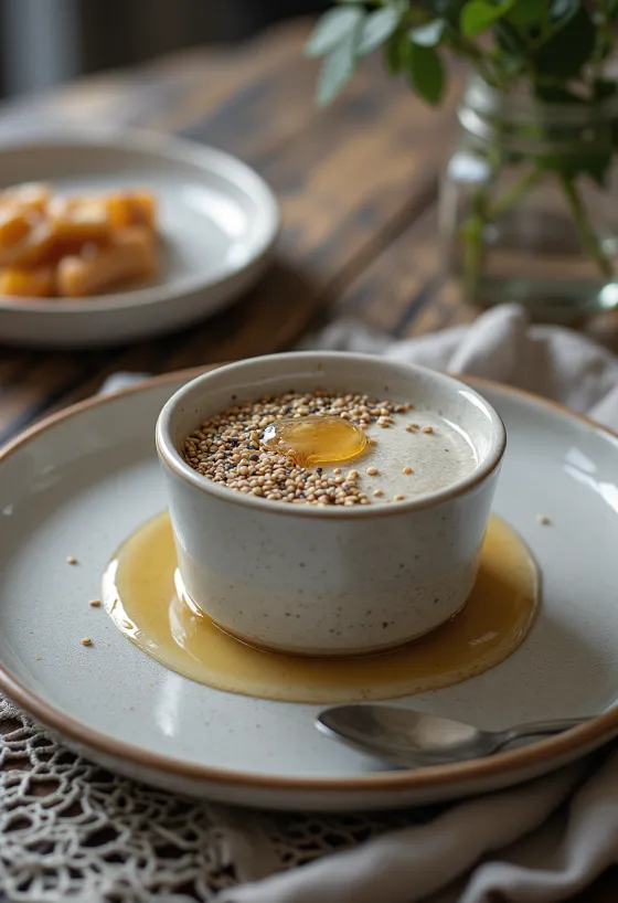 Panna cotta me susam në gotë