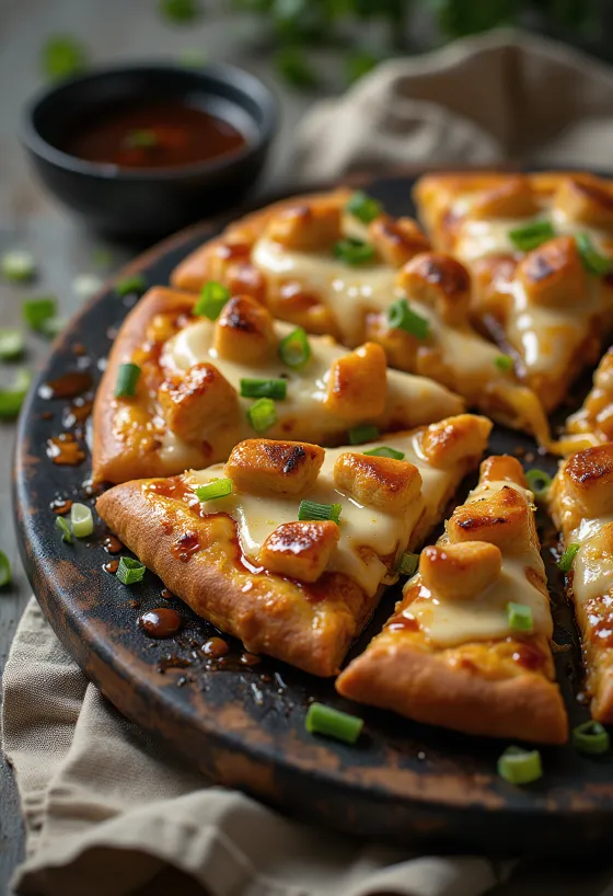 Pizza Teriyaki chicken me pulë të pjekur në skarë dhe farëra susami